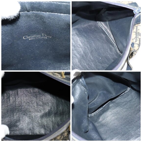 Christian Dior Trotter Canvas Hand Bag Navy Gold Auth MX416 - Picture 15 of 16